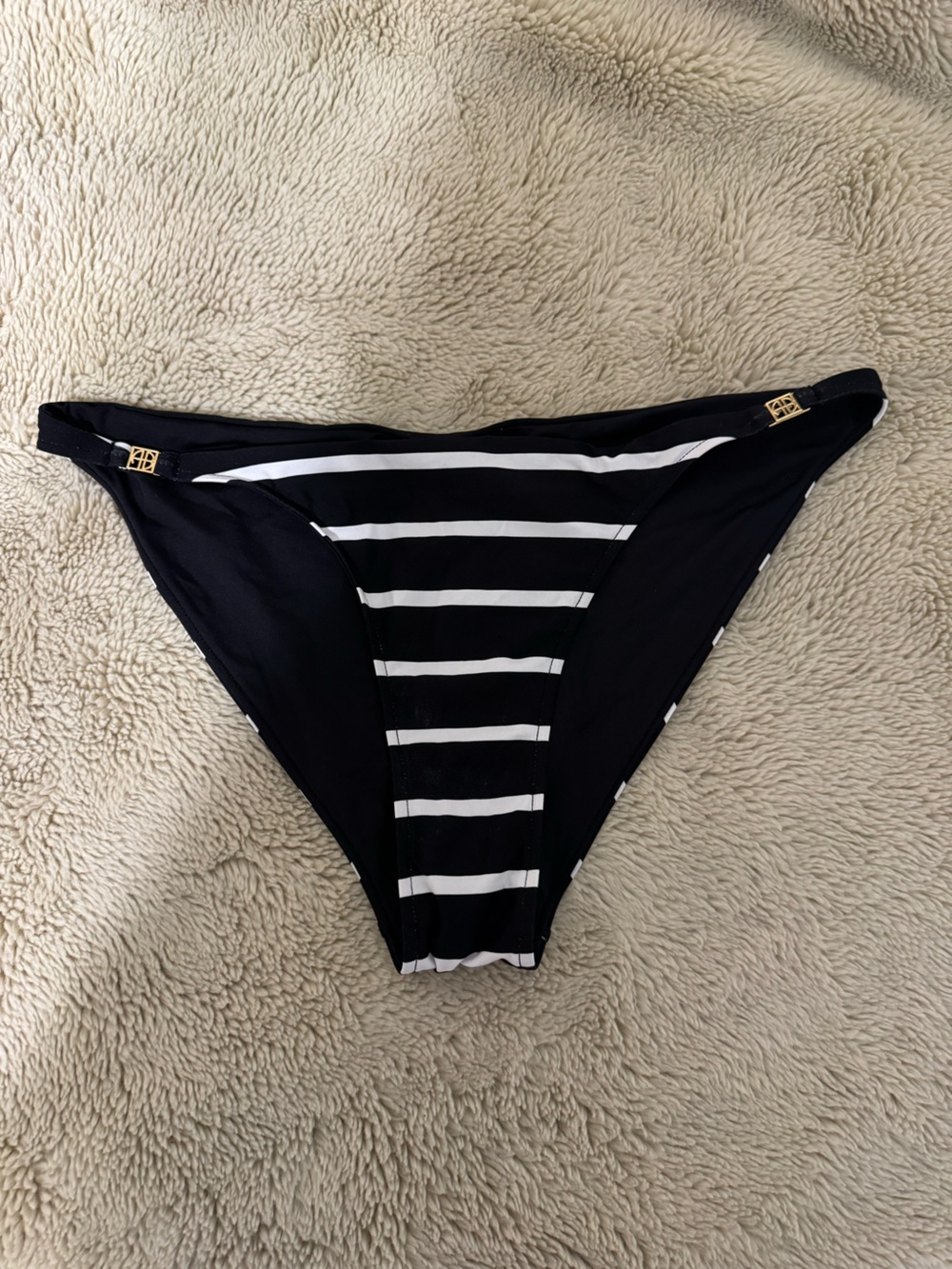 Anine Bing Black & White Striped Bikini Bottom NWOT